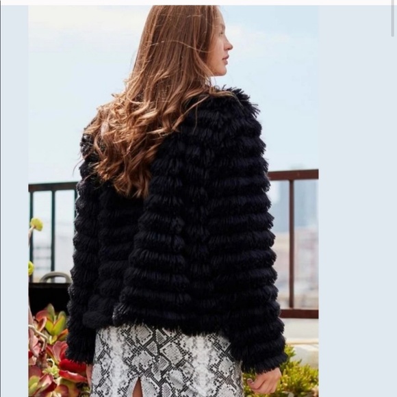 1 left! Black faux fur fringe lightweight jacket - Picture 3 of 6